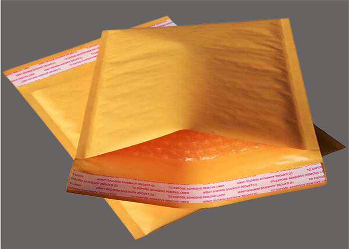 Kraft Yellow Bubble Wrap Envelope / Kraft Paper Mailers UV Proof