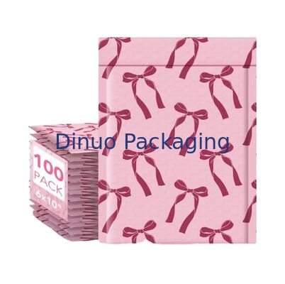 Pink Bow Design Pack Bubble Mailing Bag Waterproof Tear Resistant Padded Envelopes for Small Business Shipping