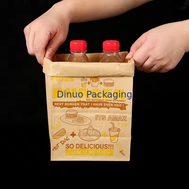 حجم مخصص أكياس الورق الكرافت البني القابل للإستخدام لمرة واحدة للخبز والساندوتش