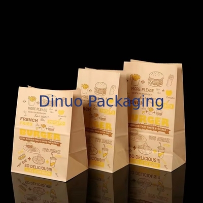 حجم مخصص أكياس الورق الكرافت البني القابل للإستخدام لمرة واحدة للخبز والساندوتش