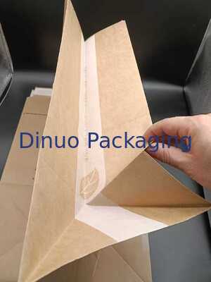 Custom Size Self-Adhesive Brown Kraft Paper Square-Bottom Bags Eco-Friendly Recyclable Packaging for Gifts Documents Crafts